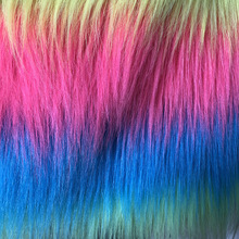 提花五彩毛绒独角兽彩虹落水毛海派4色人造毛毛绒布绣艺经典 传承