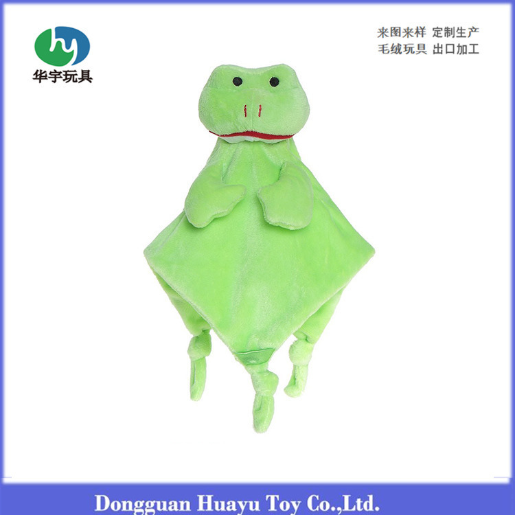 竹纤维短毛布料毛绒公仔衍生品 青蛙造型安抚手帕巾宝宝睡觉玩具|ru