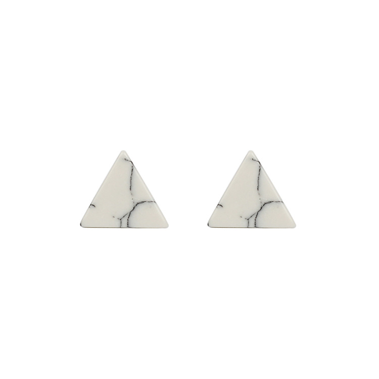 New Korean Simple Marble Black  White Turquoise Wild Round Triangle Earrings For Women display picture 13