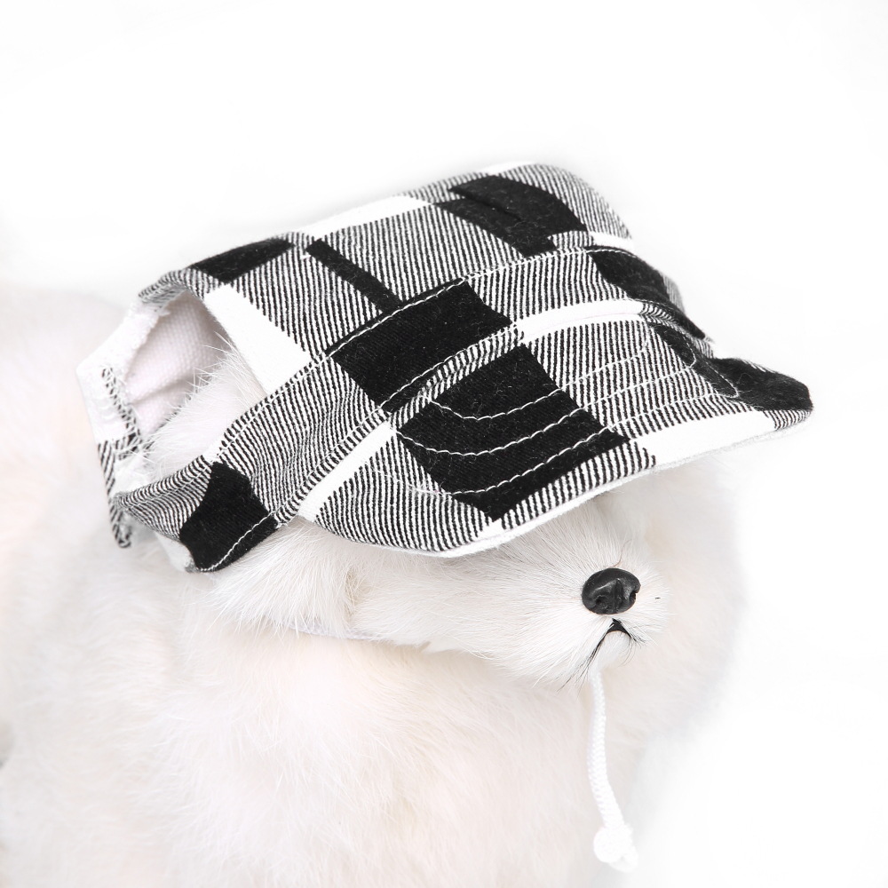 亚马逊宠物用品狗帽子棒球鸭舌帽子狗帽子宠物狗帽子格子迷彩狗帽|ms