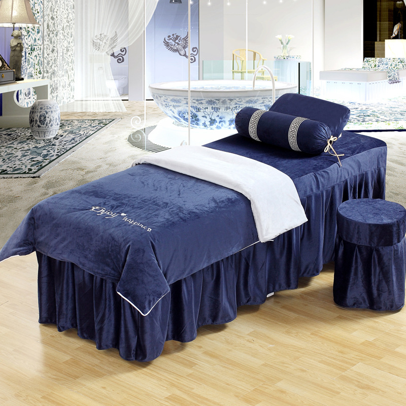 厂家直销新款水晶绒美容床罩四件套美容院按摩床套美容院床上用品|ms