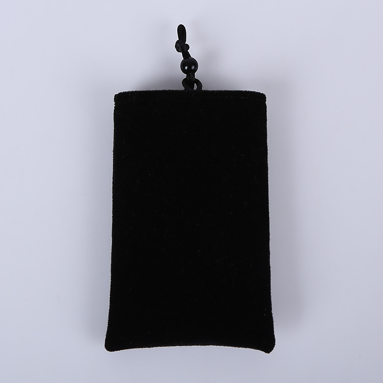 厂家订做拉绳收纳小布袋 高档黑色束口绒布袋 天鹅绒手机包装袋|ms
