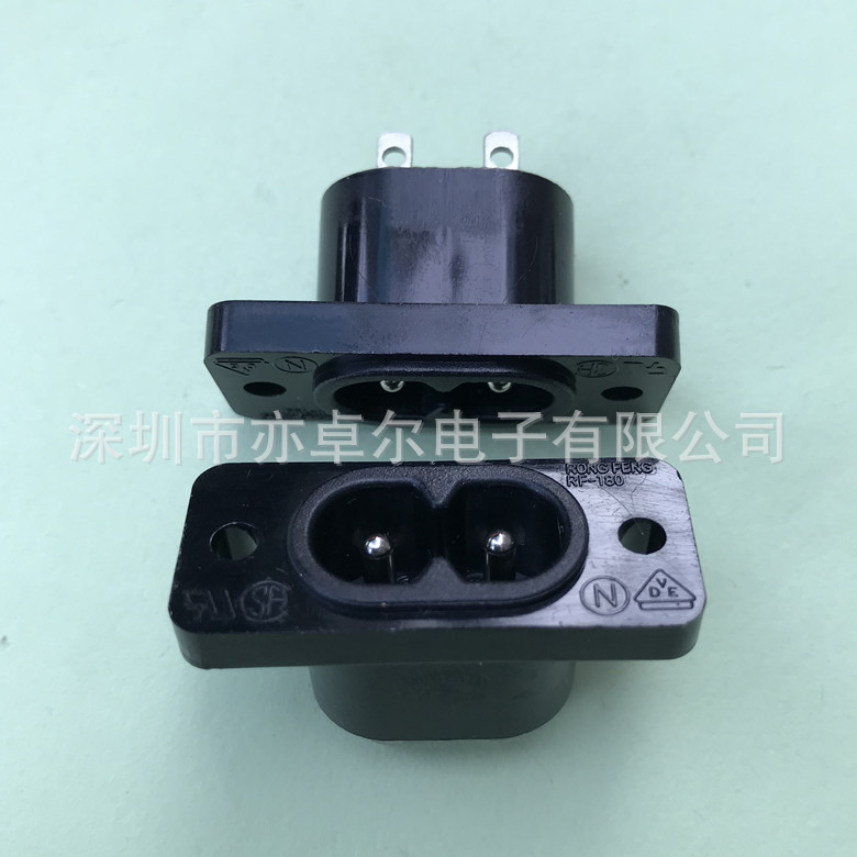 台湾荣丰RONGFENG电源插座八字尾AC电源插座RF-180有多国安规认证