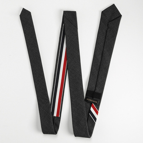 tb Korean version three-color strip 5cm British gray wool tie men's formal business black narrow and thin wholesale