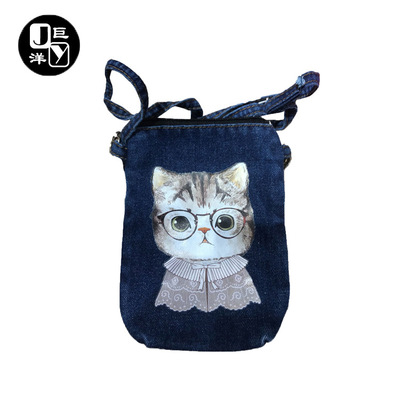 背包牛仔布袋定做洗水牛仔布斜挎包定制热转印拉链牛仔包批发热卖