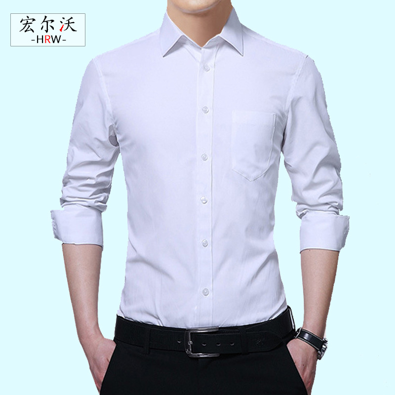 2019 New products man Long sleeve Lapel Solid SHIRT COTTON Solid leisure time fashion Men's shirt Factory wholesale