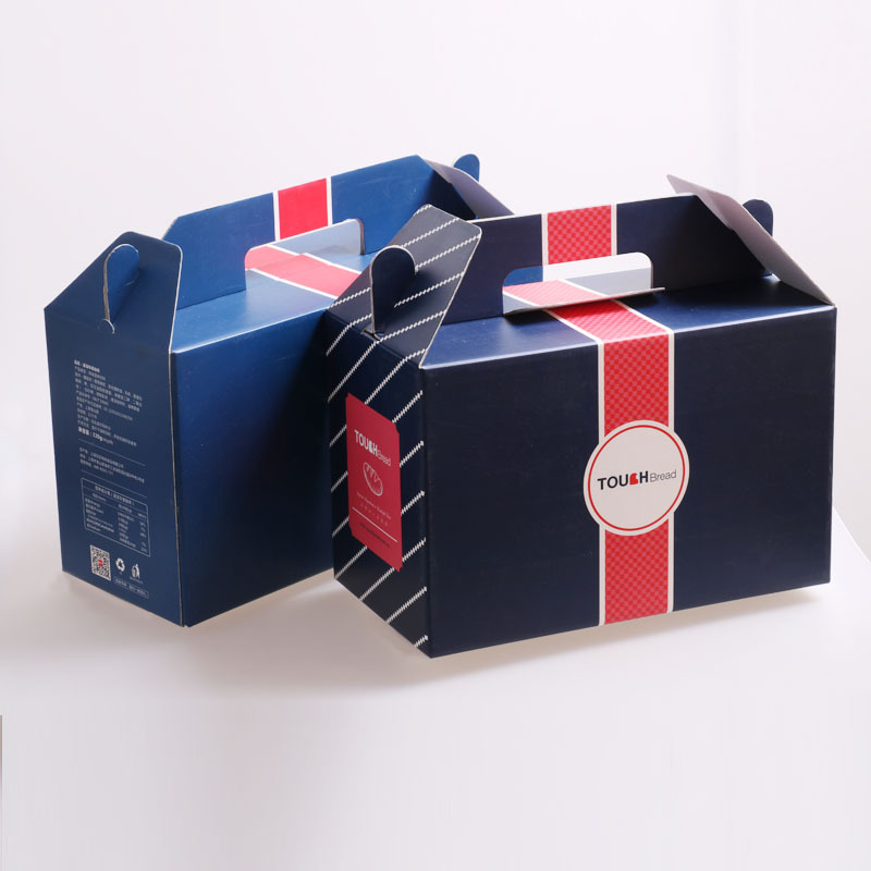 瓦楞食品包装盒定制 手提甜品烘焙面包打包手拎盒白卡加厚纸盒