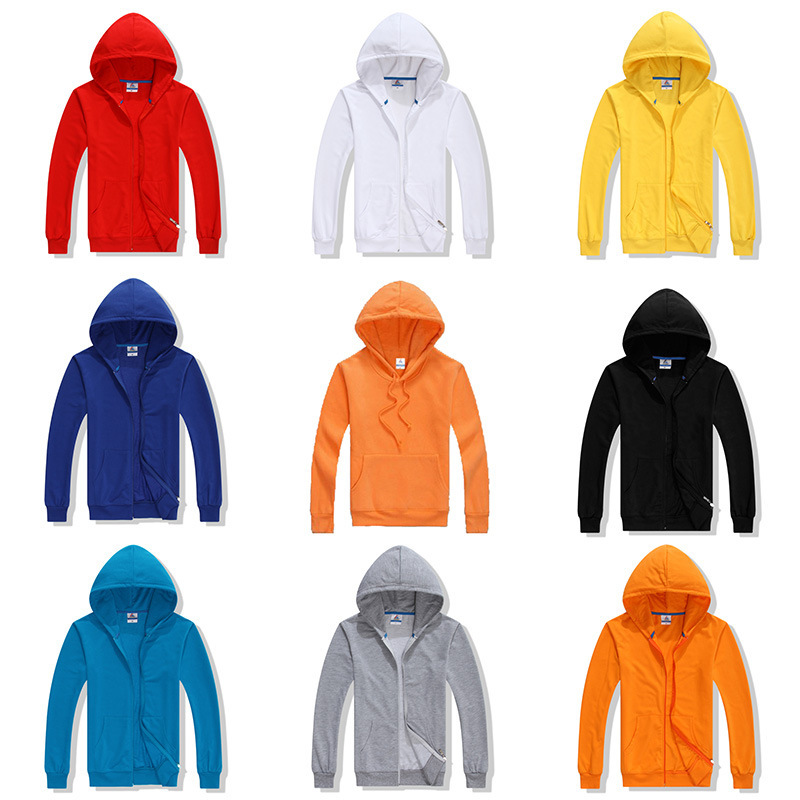 280克春秋拉链开衫卫衣 热转印纯棉空白连帽卫衣 个性外套定制