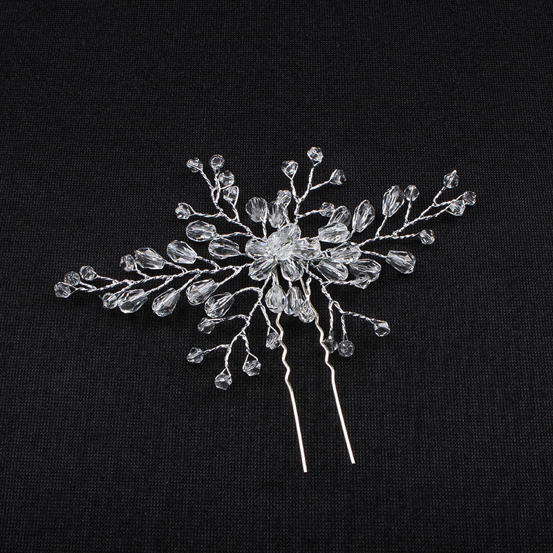 新娘结婚婚纱礼服饰品手工头饰韩式发饰水晶盘发叉发簪u型夹批发|ru