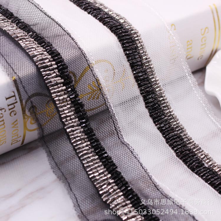 现货黑白米珠手工花边 DIY高档服装衣领袖子腰带辅料配件厂家直销