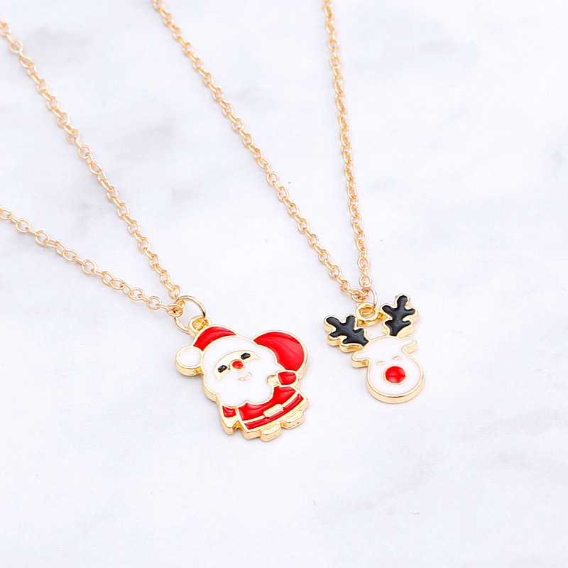 European And American New Ladies Christmas Drip Series Bell Snowman Wreath Santa Claus Necklace And Earrings Suite display picture 59