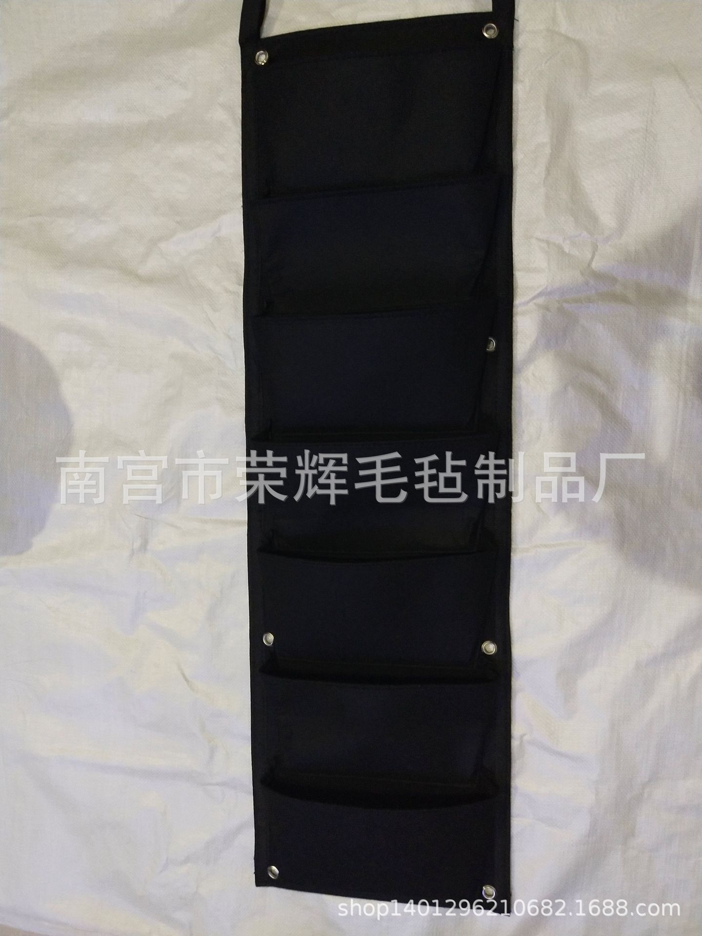 厂家现货立体壁挂毛毡布种植袋7口折边织带加固多口植物墙袋