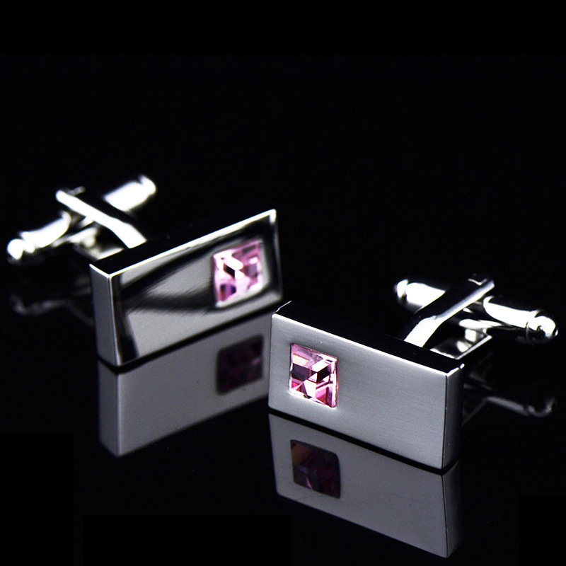 InBev French Cufflinks Pink Crystal Diam...