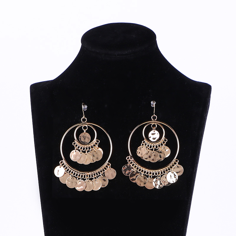 1 Pair Ethnic Style Sequins Plating Alloy Drop Earrings display picture 3