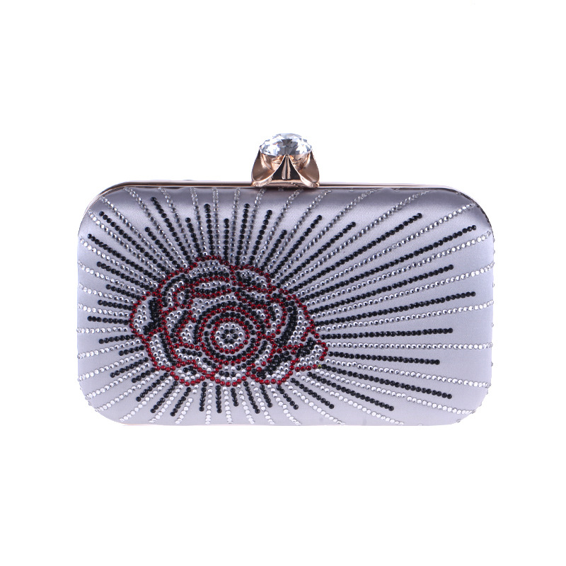 New Women's Dinner Bag Hot Drilling Clutch Bag Hard Box Small Square Bag Ladies Dress Bag display picture 23