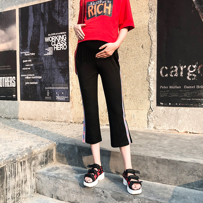 [Clearance] Summer Maternity Pants Fashion Korean Maternity Pants Pregnant Women's Pants Cropped Pants Loose Split