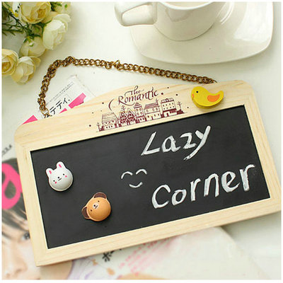 zakka杂货批发创意礼品原松木挂链条磁性双面黑白留言板装饰挂牌|ms