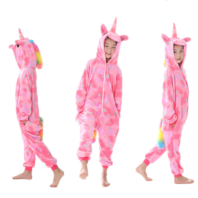 Comfortable Loose Flannel Children's Cartoon Animal Shape One-piece Pajamas display picture 2