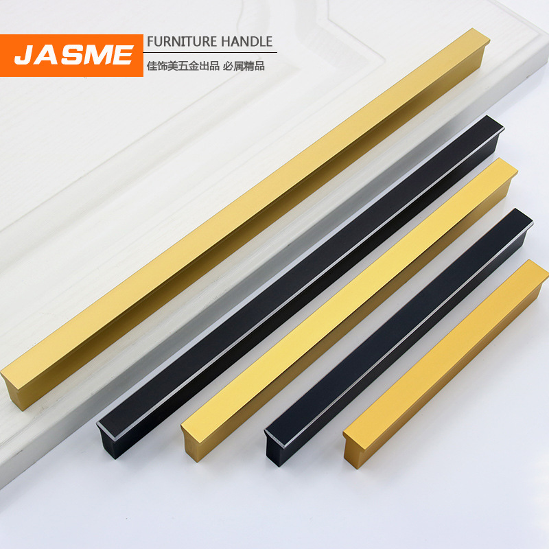 柜门长拉手轻奢北欧现代简约铜色黑色金色衣柜橱柜鞋柜抽屉铝把手|ru