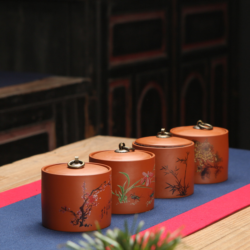 正品陶瓷紫砂小號密封儲物罐茶葉罐包裝罐枸杞罐禮品logo定制批發