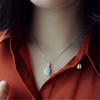 Necklace, short chain for key bag , choker, zirconium, pendant, accessory, silver 925 sample, simple and elegant design