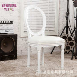实木白色PU皮餐椅PVC透明背龙门椅欧式圆背椅婚礼租赁批发椅餐椅