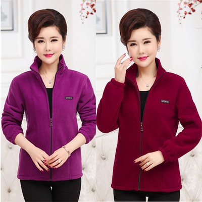 厂家批发户外秋冬抓绒衣摇粒绒卫衣中老年女加绒外套冲锋衣内胆