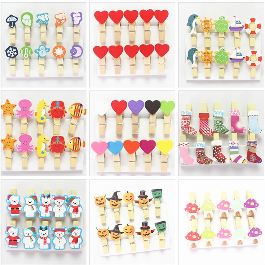 Color photo clip set 10-pack love photo small wooden clip photo…
