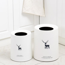 北欧驯鹿印花款欧式创意卫生间办公室卧室客厅家用无盖纸篓垃圾桶