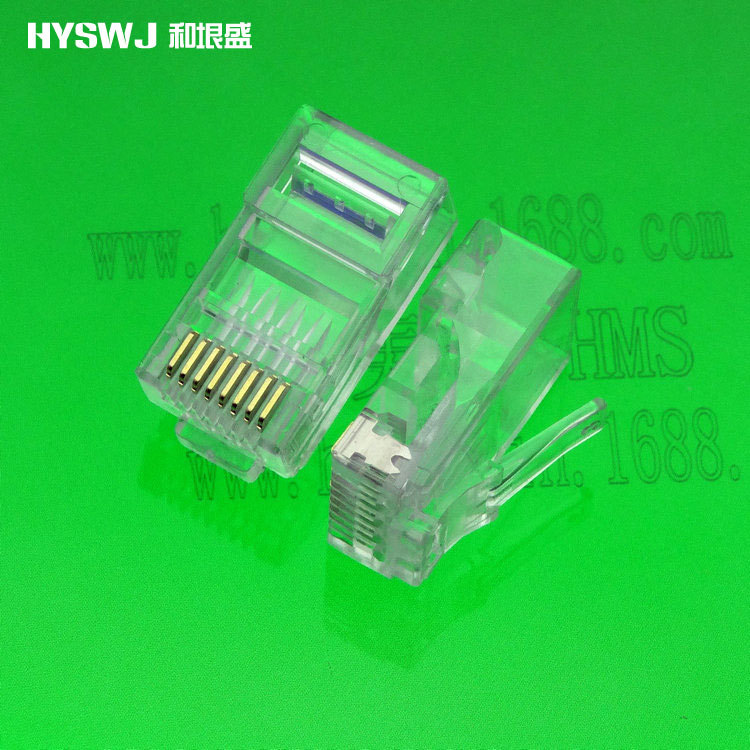 水晶头厂家直销RJ45 8P8C六类双排非屏蔽镀金水晶头