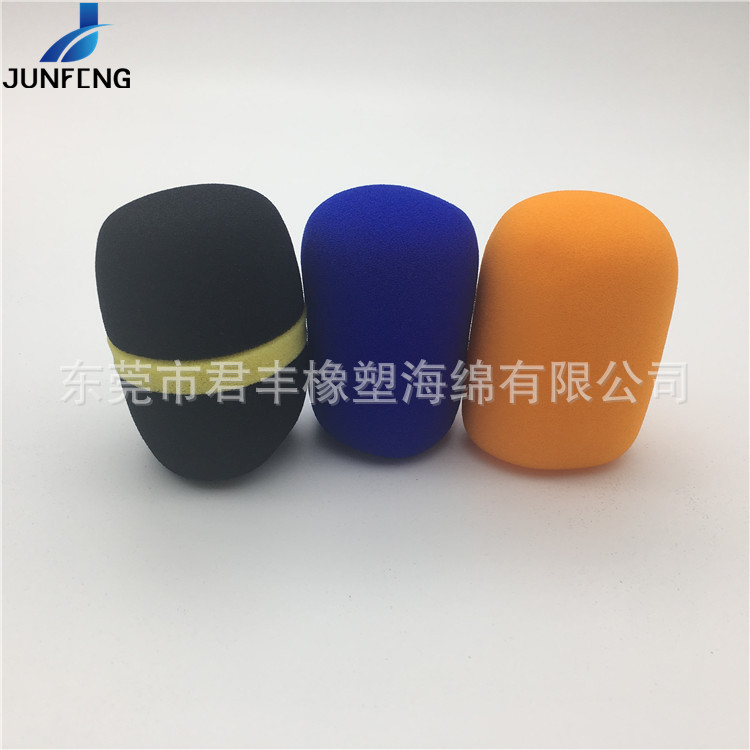 电视台采访植绒LOGO话筒海绵厂家 带绒贴标海绵丝印台标话筒套