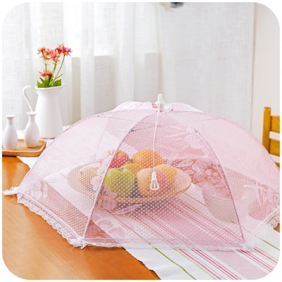 80厘米大号防苍蝇饭桌盖菜罩圆形折叠罩菜伞餐桌罩饭菜罩子食物罩|ru