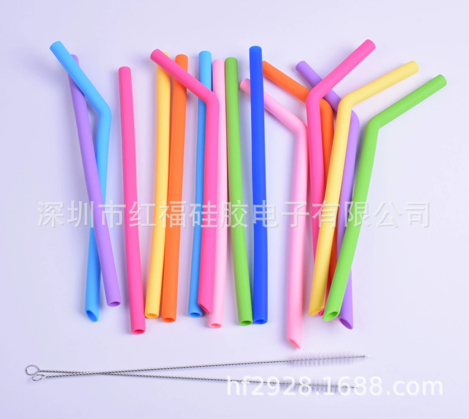 Силиконовая солома Источник Фабрика Пищевой сорт Bend Прямая труба Новые горячие продажи фруктового сока Чай с молоком Экологически Чистая силиконовая солома