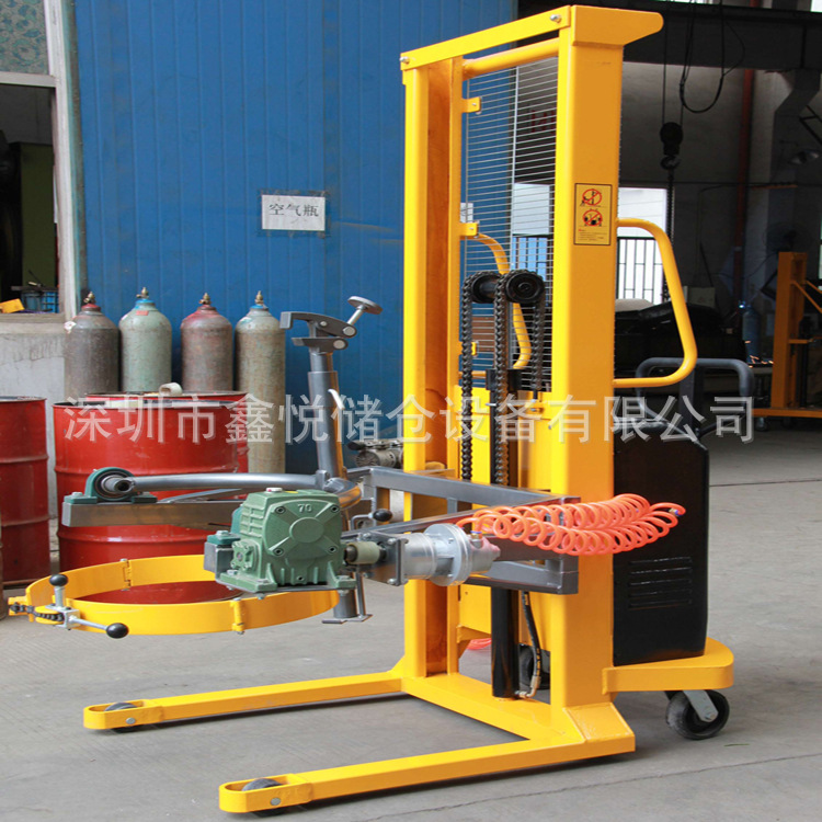 气动油桶堆高车 防爆气体车间油桶倒料车 电子称翻转圆桶装卸车