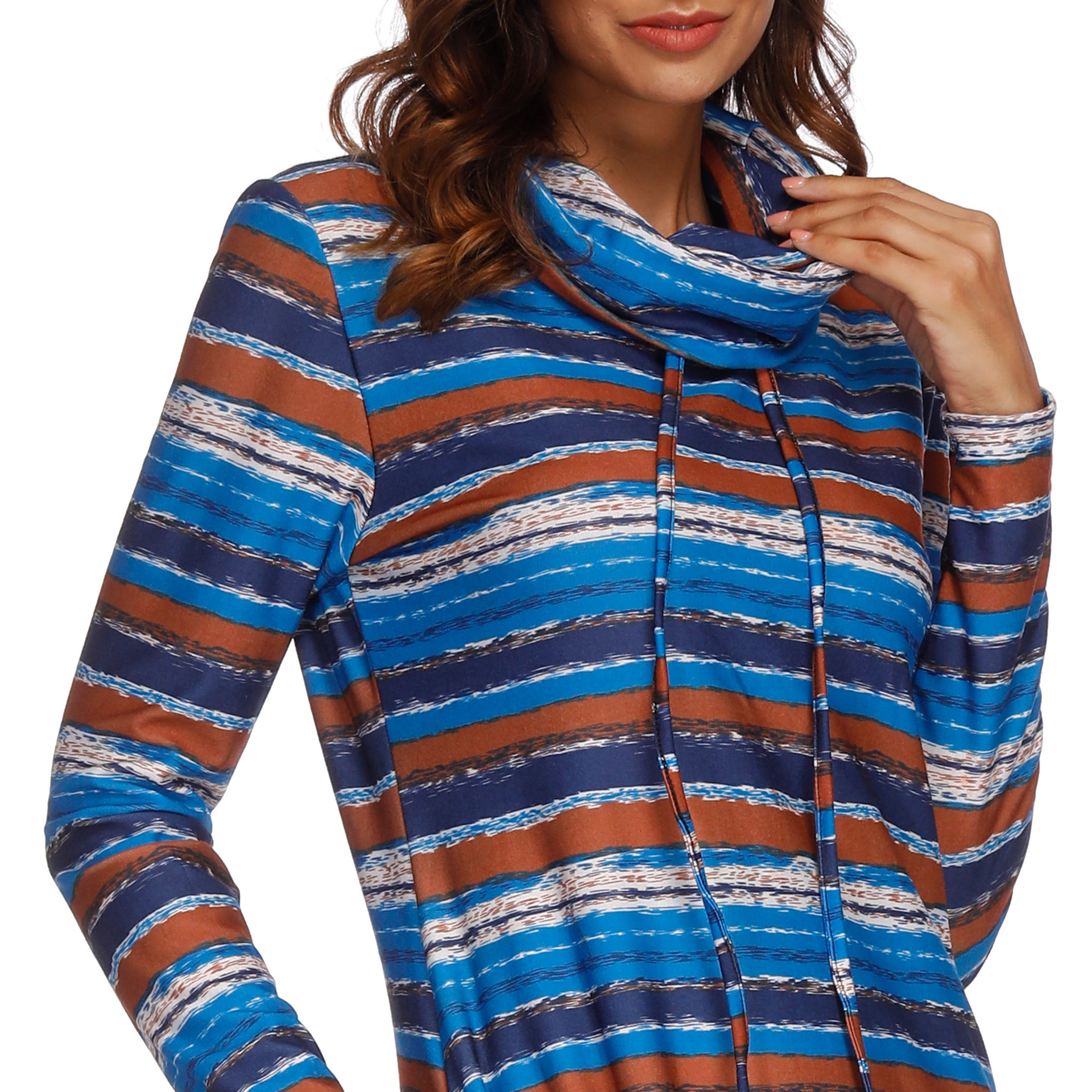 Multicolor Striped Long Sleeve Sweater NSOY46246