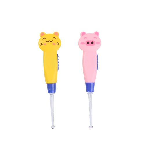 Wholesale replacement head cartoon animal detachable cleaning ear scoop detachable plastic ear picking luminous ear scoop