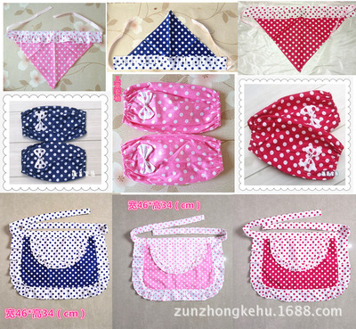 儿童幼儿园美术画画衣游戏服半身过家家表演服装棉围裙套袖头巾|ms