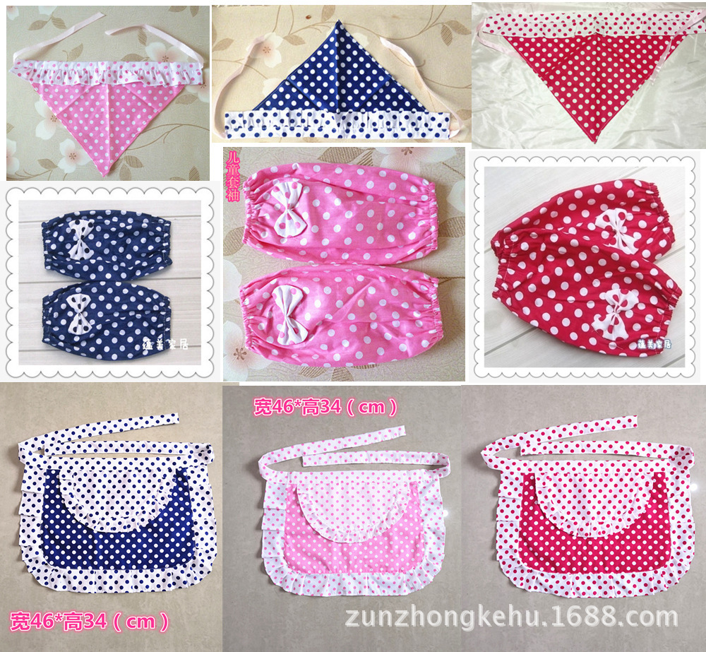 儿童幼儿园美术画画衣游戏服半身过家家表演服装棉围裙套袖头巾|ms