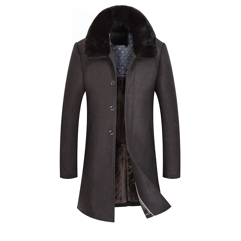 中老年男装加绒加厚中长款毛呢夹克爸爸装中年男呢子风衣冬季外套|ru