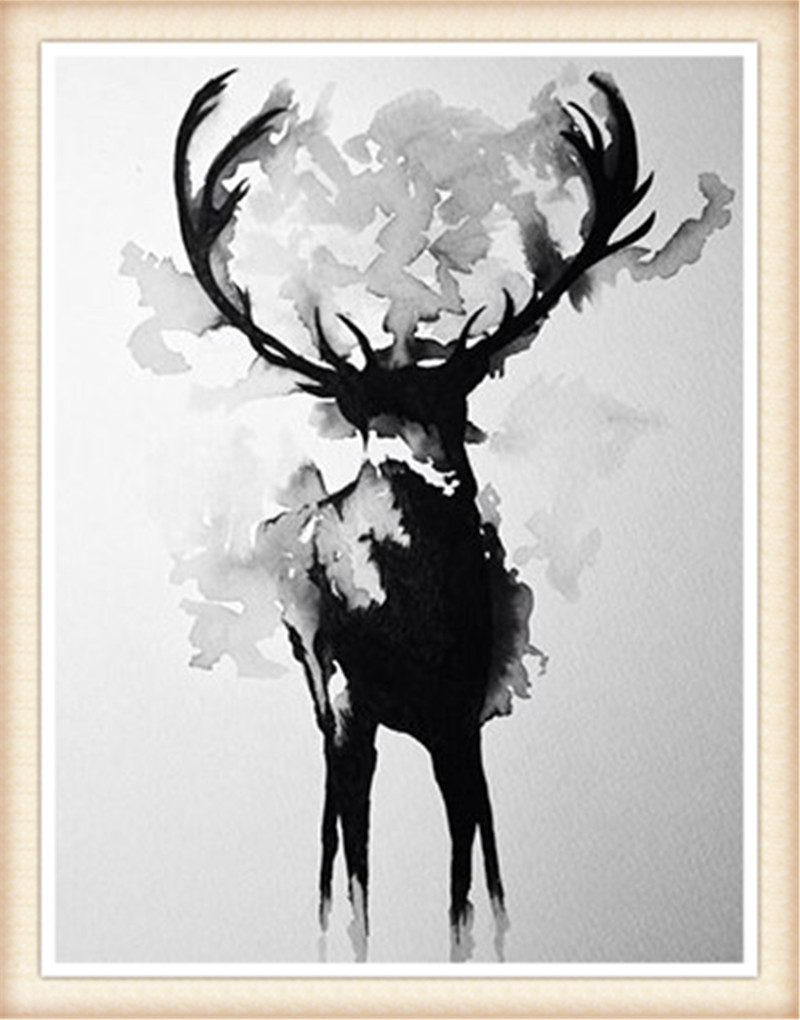 DW1799  墨汁 鹿_40x50.jpg