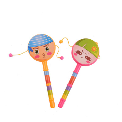 婴幼儿玩具新生儿宝宝卡通[笑脸]拨浪鼓双面波浪鼓手摇鼓塑胶玩具|ms