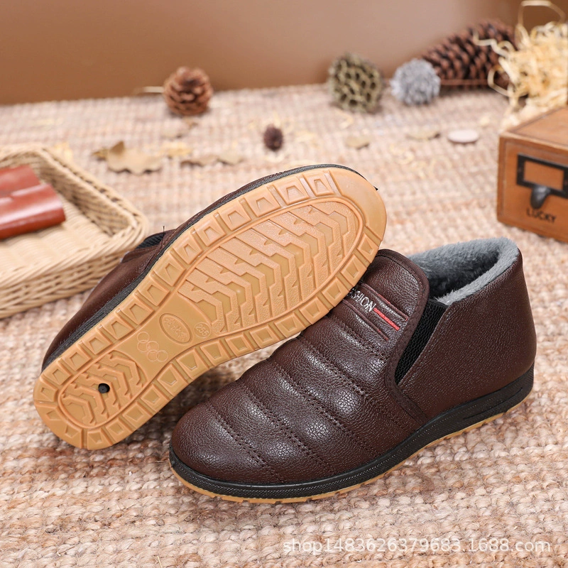 Зимняя Тканевая обувь Old Beijing, теплая хлопковая обувь на флисовой подкладке, мужские непромокаемые Нескользящие ботинки из снежного хлопка, Повседневная хлопковая обувь для среднего и пожилого возраста