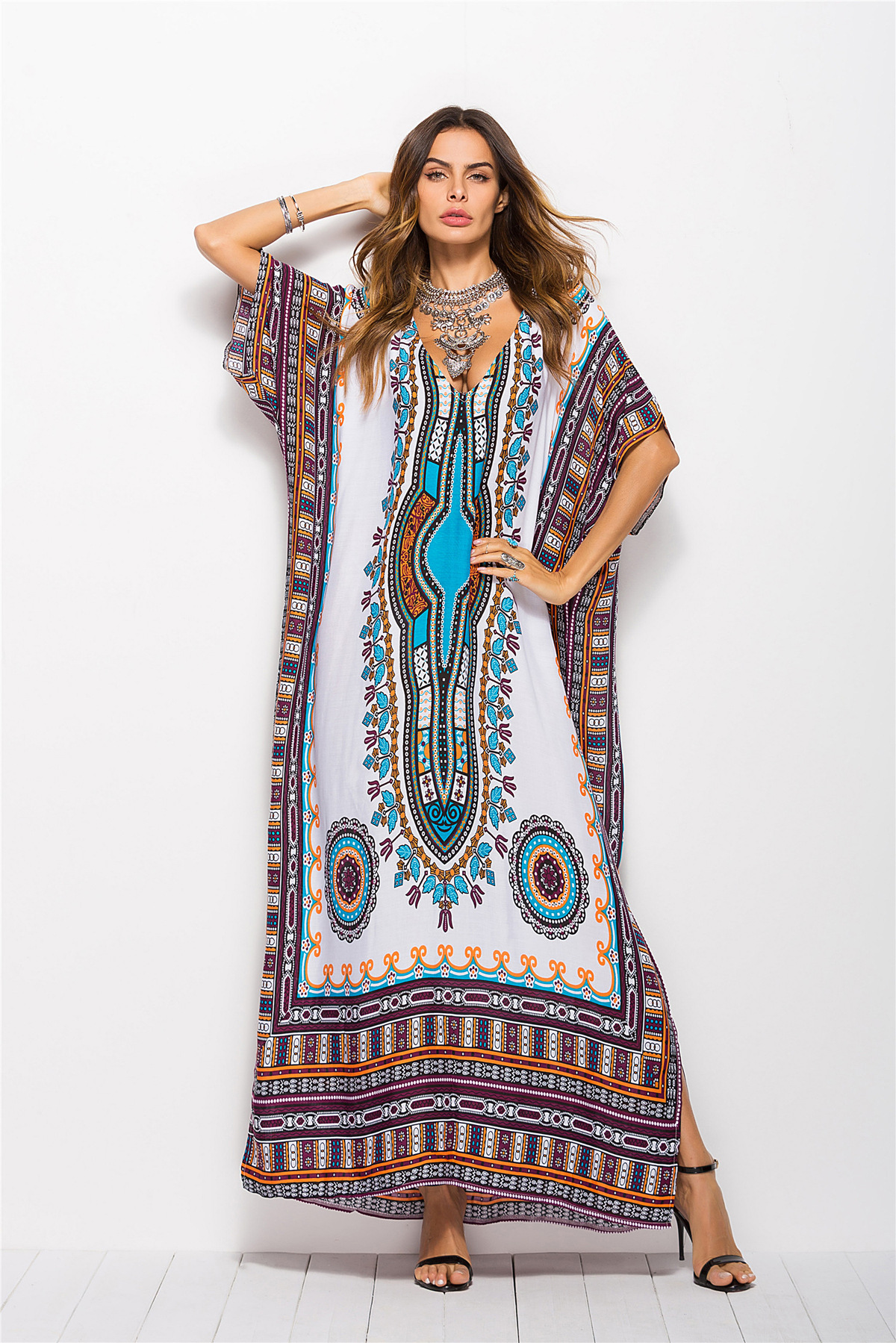 plus size printing casual fashion dress  NSDF22872