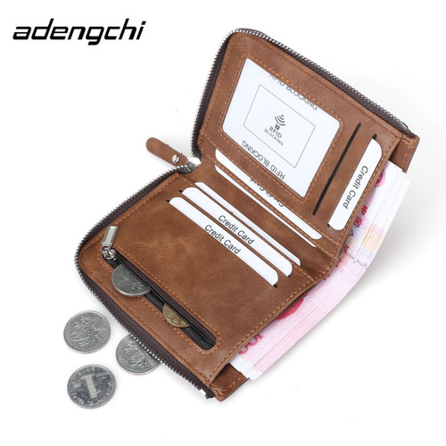 Cross-border exclusive 2020 new Korean version fashionable casual PU men's wallet RFID zipper multi-card slot short wallet