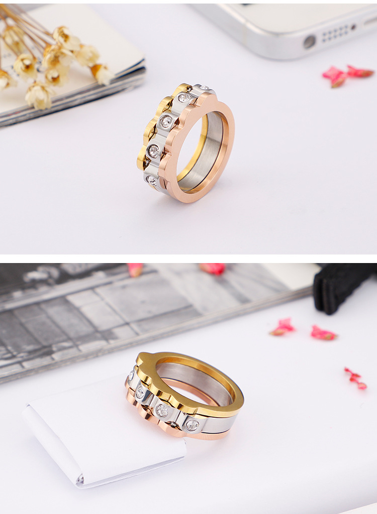 New Jewelry European And American Simple Fashion Gear Palm Titanium Steel Ring Stainless Steel Jewelry display picture 6