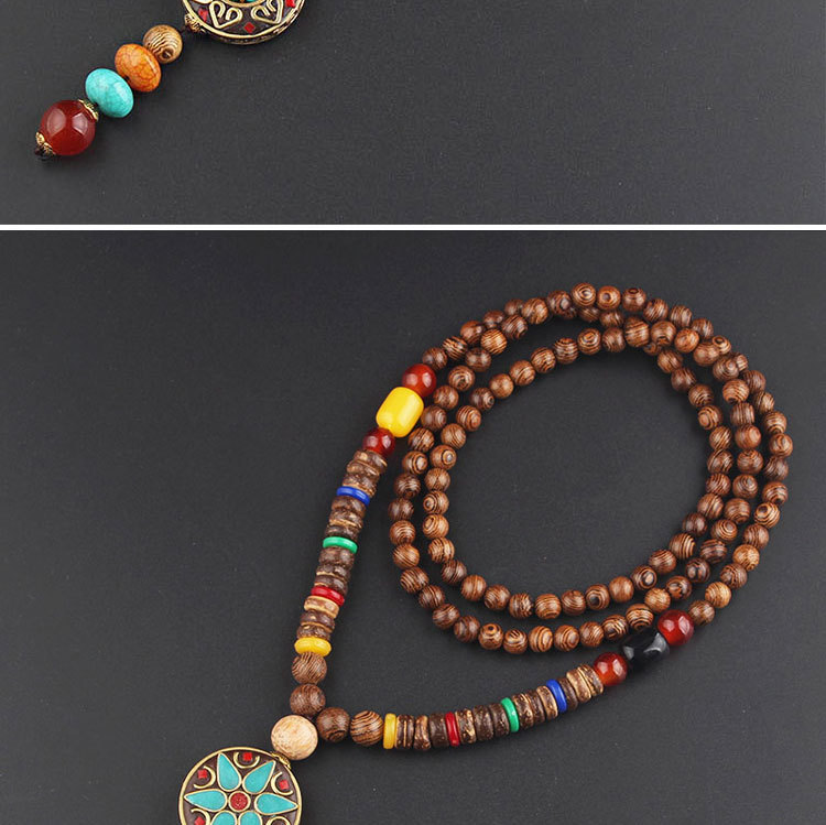 1 Piece Ethnic Style Round Wood soft clay Copper Beaded Unisex Necklace