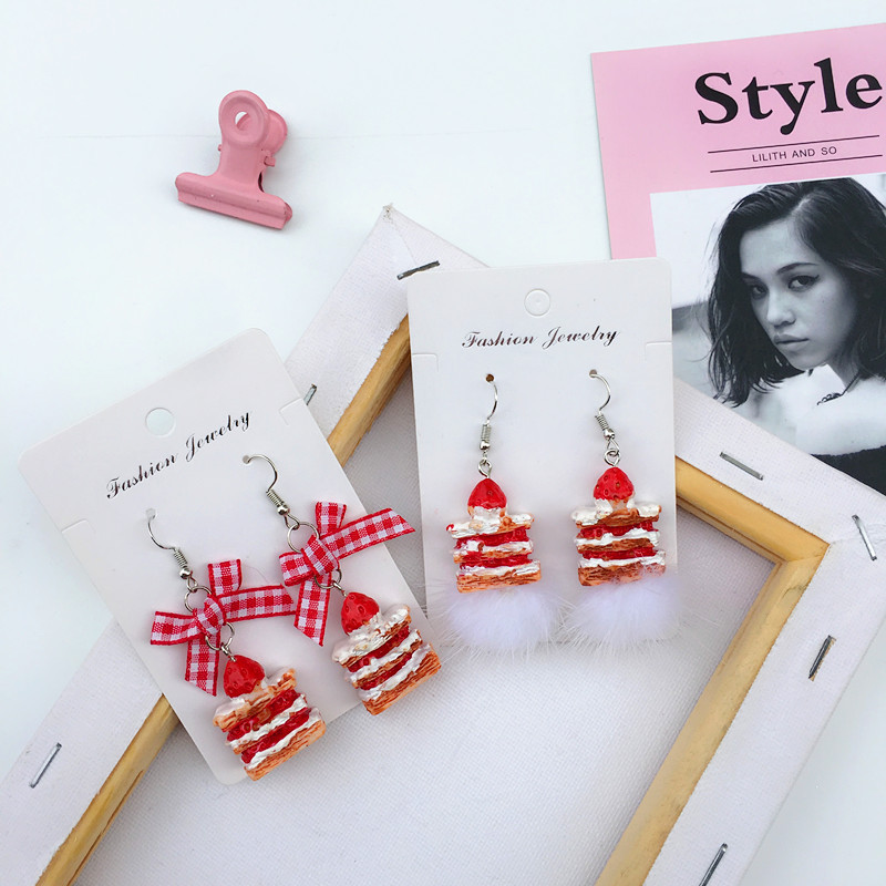 1 Pair Christmas Lady Bow Knot Cloth Drop Earrings display picture 3