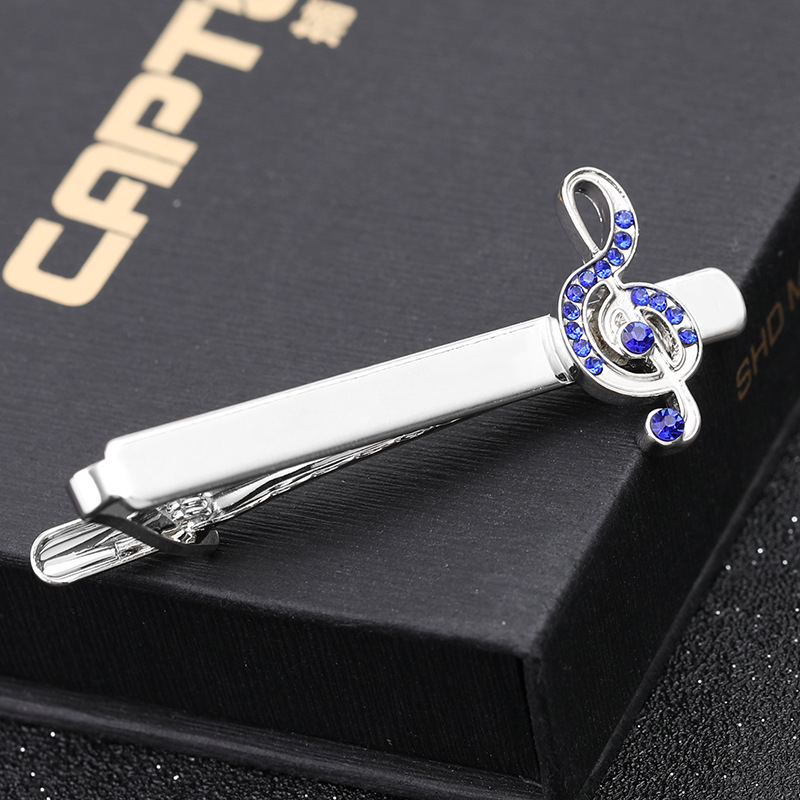 Cross-border  New Products Hot Selling Men&#39;s French Business Shirt Note Diamond Cufflinks Tie Clip Accessories display picture 2