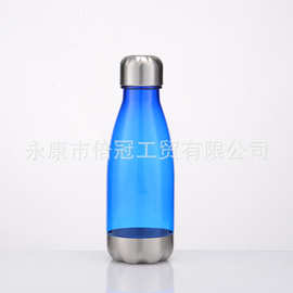 便携塑料杯  不锈钢盖塑料可乐瓶水杯 单层户外运动水壶厂家直供