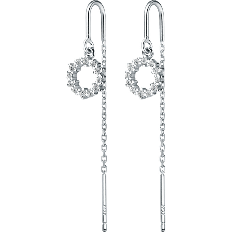S925 línea de orejas de plata femenina estilo coreano con diamantes huecos pequeños anillos de orejas temperamento una palabra joyas de orejas mujeres G0825 image 5
